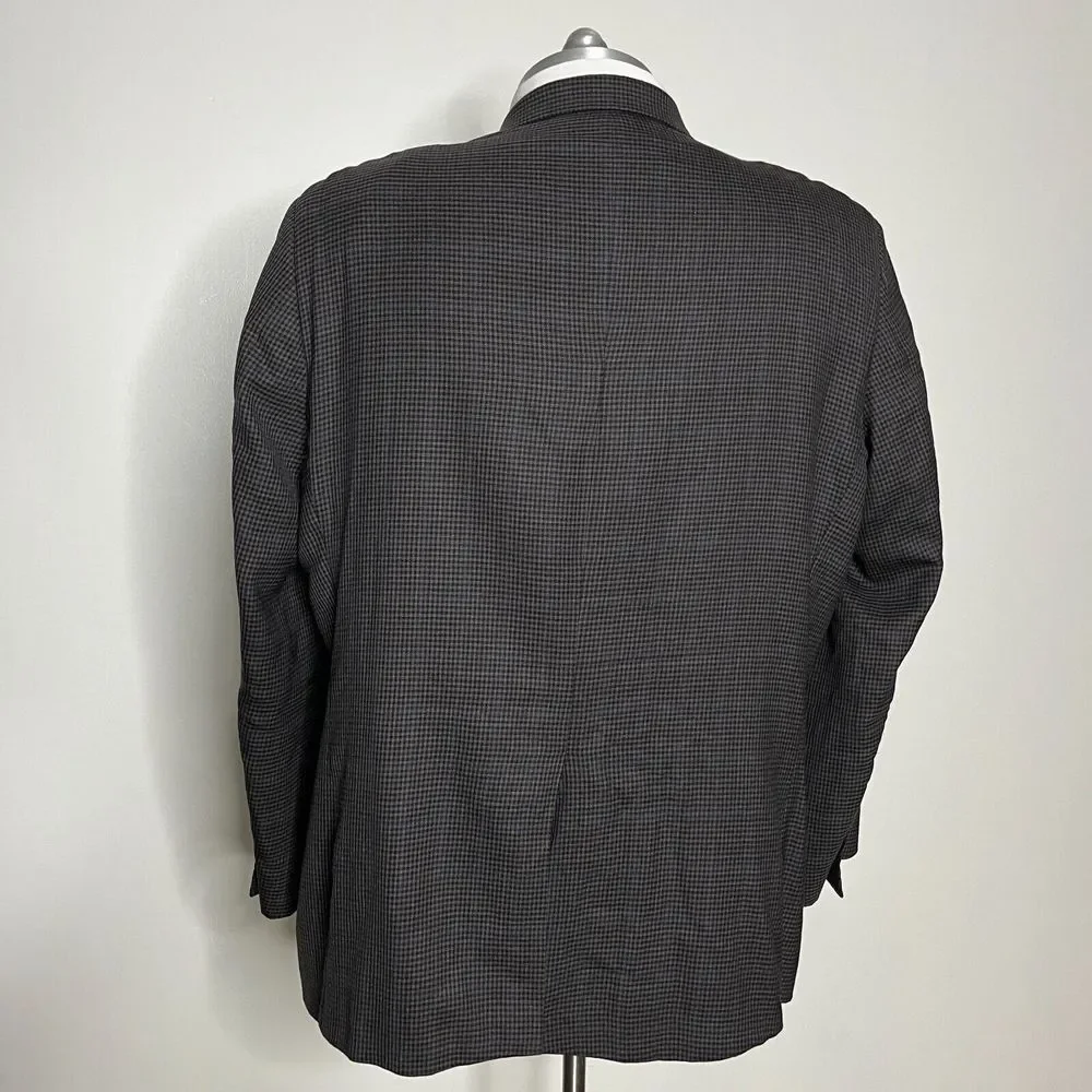 Joseph Feiss Gold Sport Coat Blazer 50L‎ Mens Wool Check Brown Big & Tall